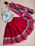 Radha Rani Hand-Painted Lehenga Choli Set for Baby Girls (3-Piece)