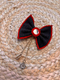 Denim Mirror Bow Pin