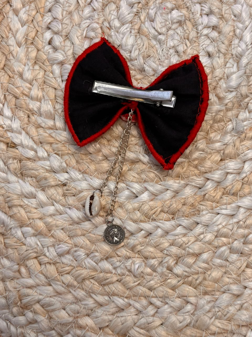 Denim Mirror Bow Pin