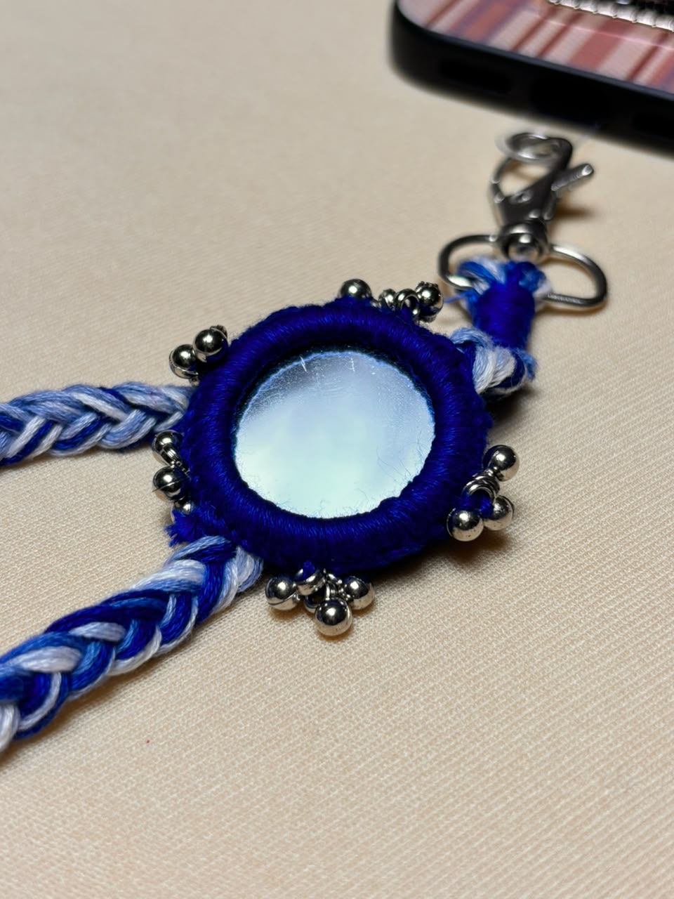 Blue Whirl – Handcrafted Mirror Mobile Sling
