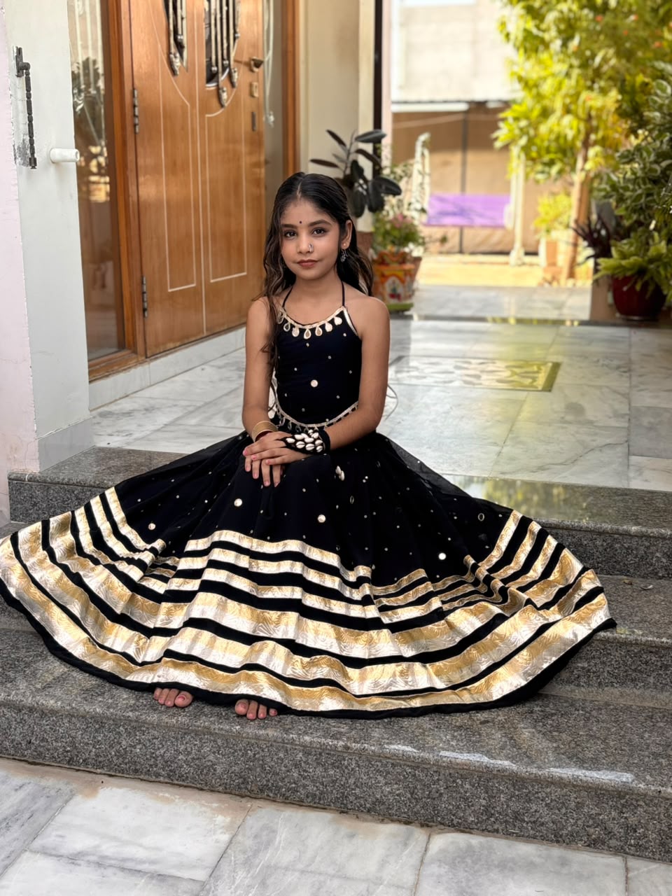 Mohini  ( black foil mirror choli set )