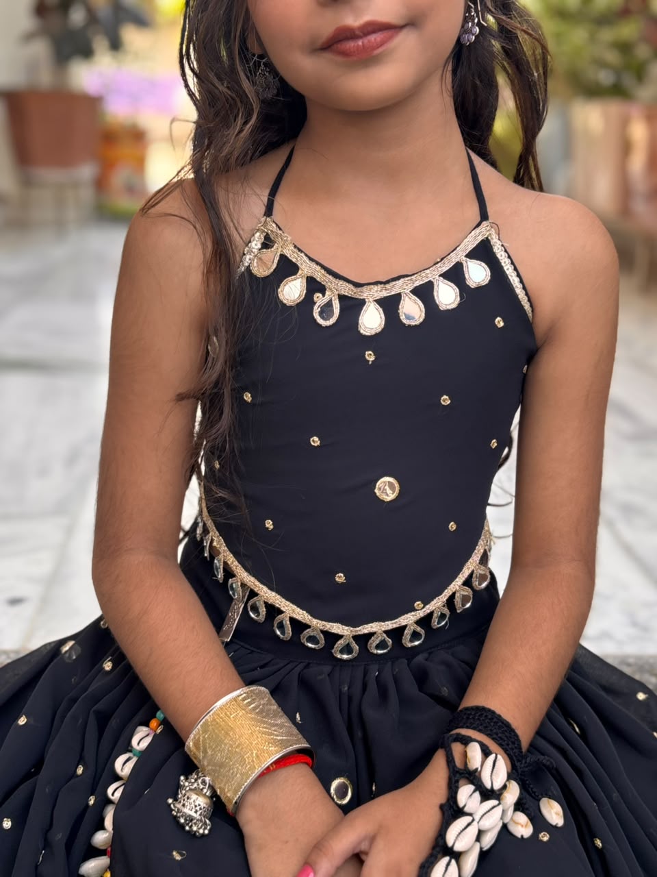 Mohini  ( black foil mirror choli set )