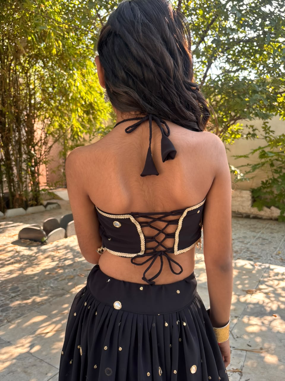 Mohini  ( black foil mirror choli set )