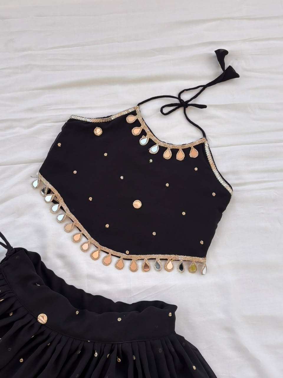 Mohini  ( black foil mirror choli set )
