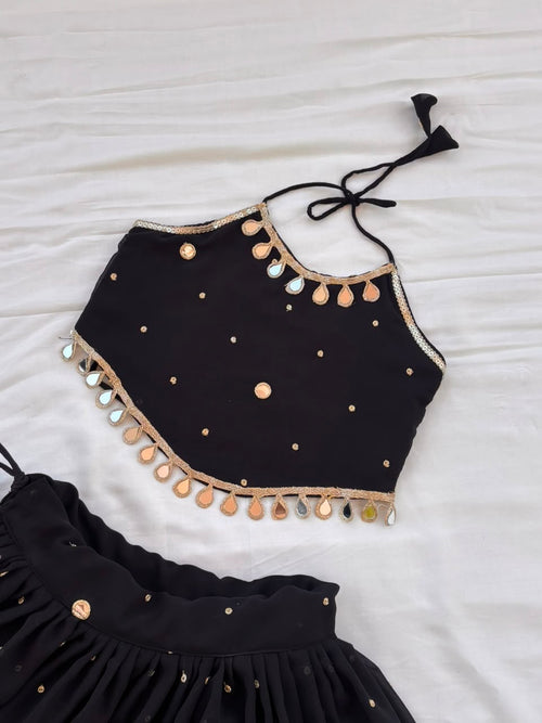 Mohini  ( black foil mirror choli set )