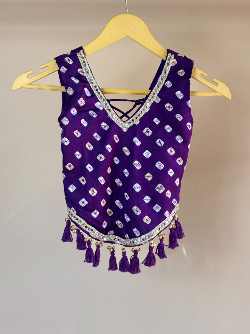 Purple Bandhani & Mustard Choli Set 💜💛