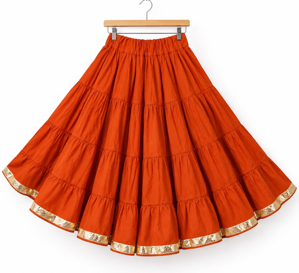 Orange Rust 5-Layer Rayon Skirt 🧡✨